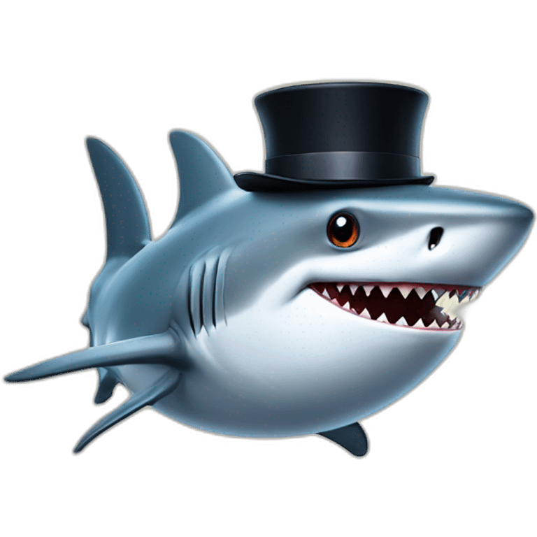 Shark with a top hat emoji