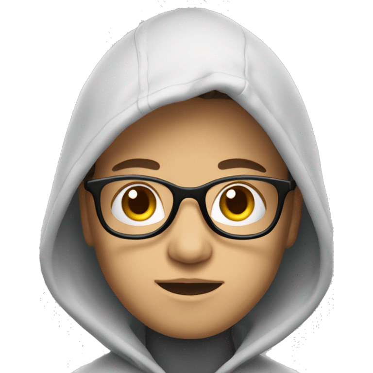 boy in hoodie with glasses white skin emoji