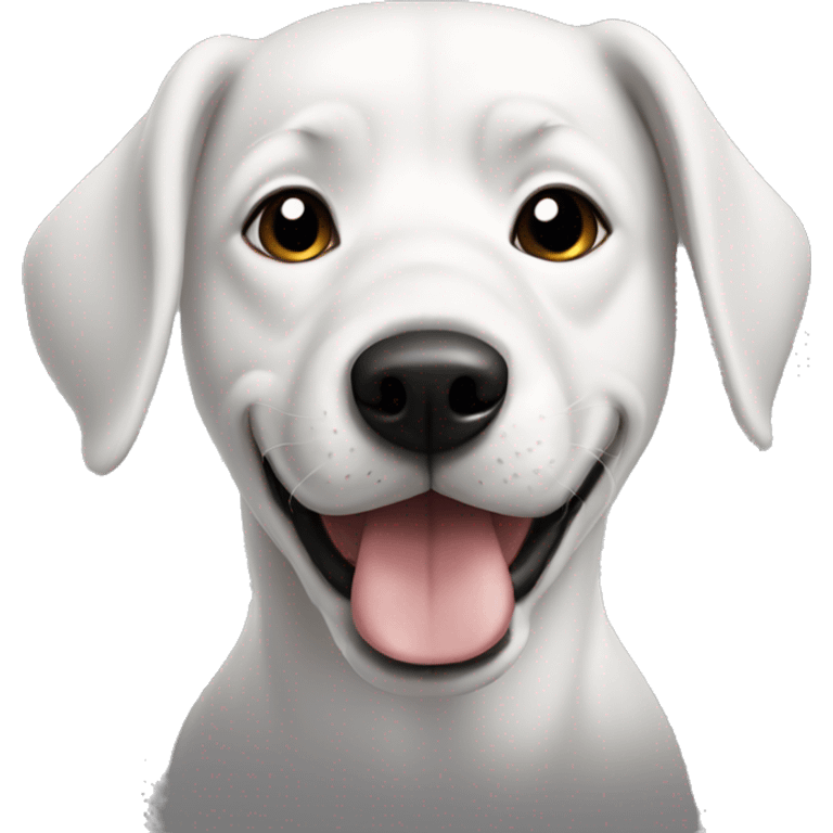 White dog with black ears, black nose, black around eges  emoji