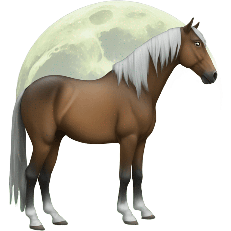 Horse on the moon eating grass emoji