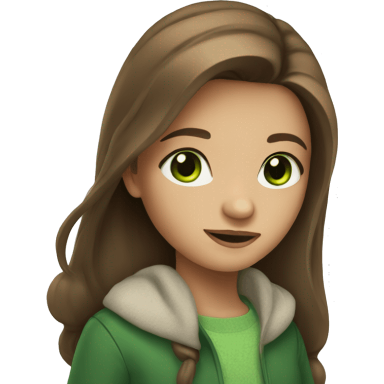 Girl With Long Brown Hair and green eyes emoji