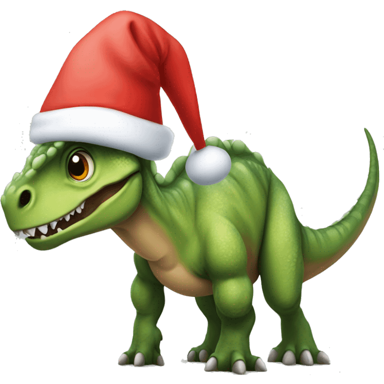 dinosaur wearing a Santa Claus hat emoji