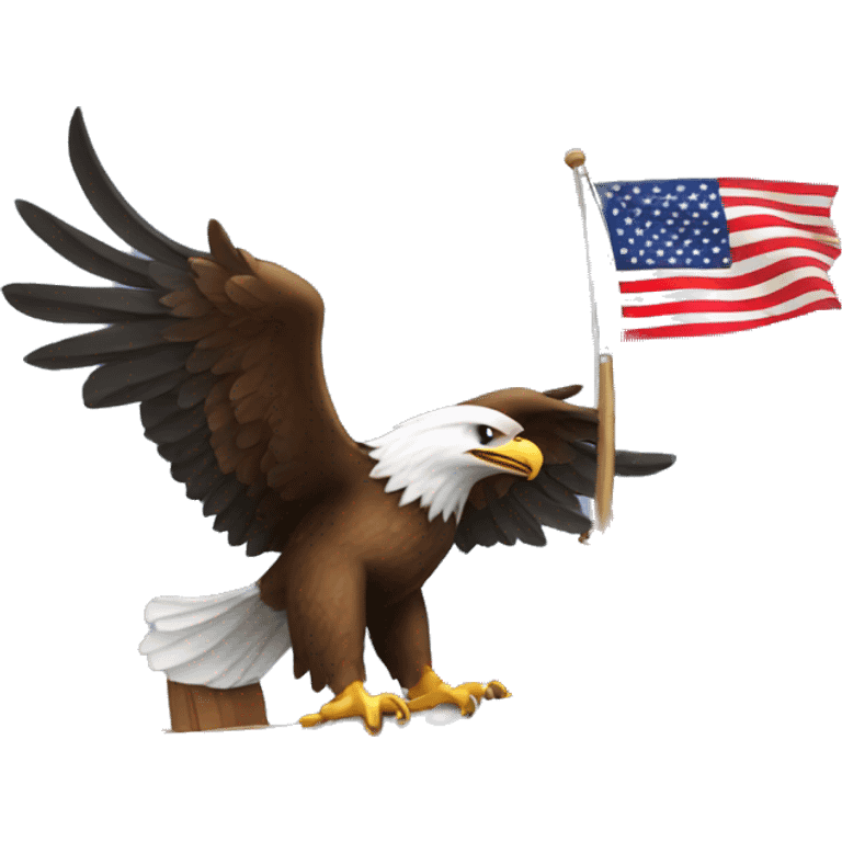 Eagle taking shots on a boat with american Flag emoji