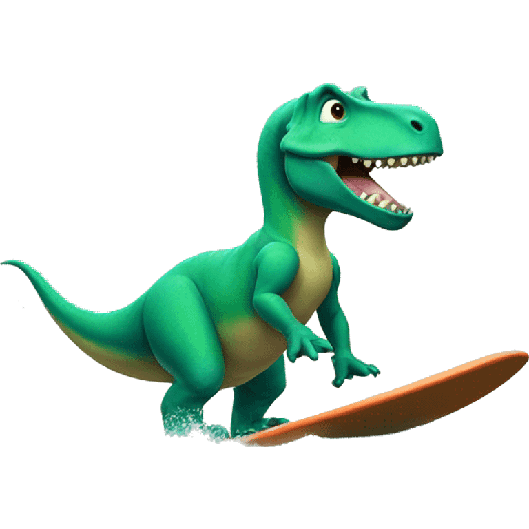 Dinosaur surfing emoji