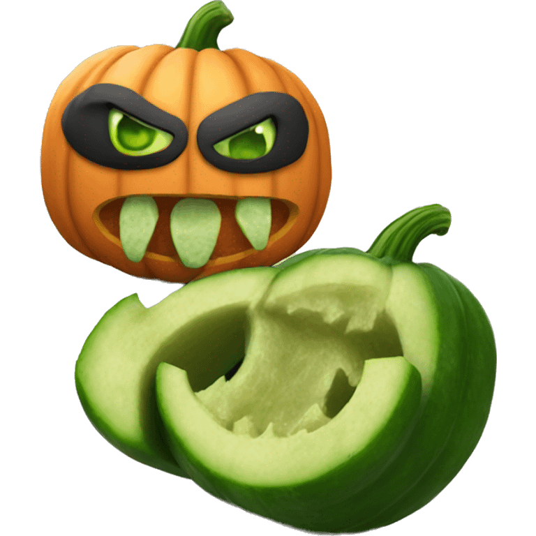 creepy halloween pumpkin eating cucumber emoji