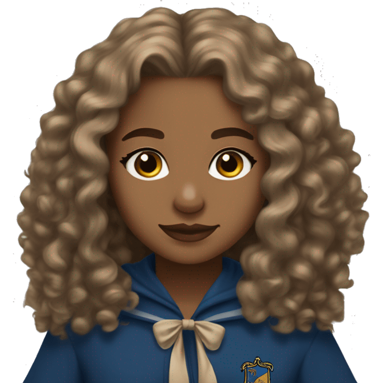 Ravenclaw girl loose curly hair light brown skin emoji