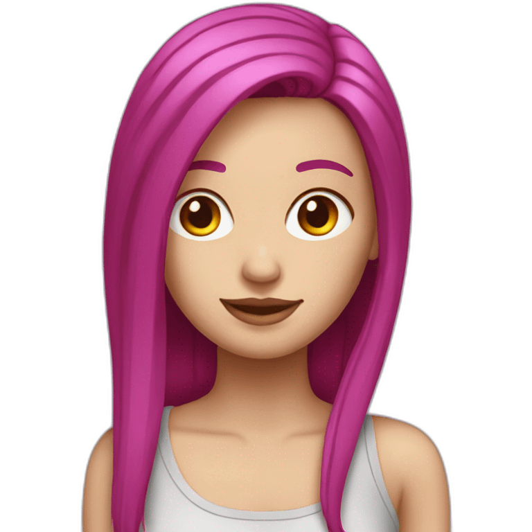 White girl with medium long straight magenta hair  emoji