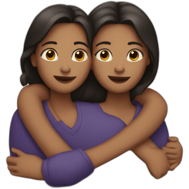 Two sisters hugging emoji