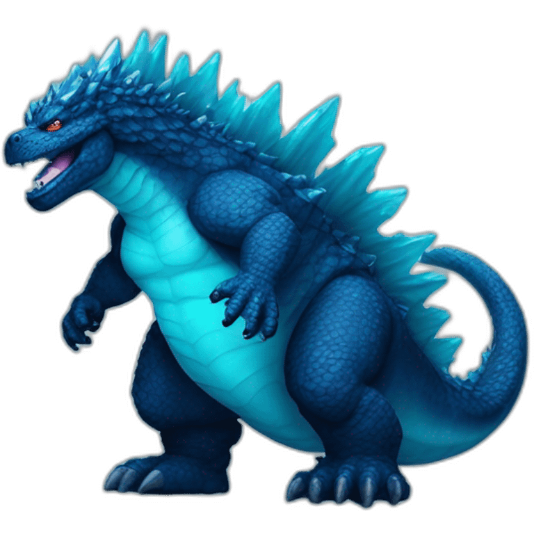 dark Blue godzilla with cyan crystals on its back emoji