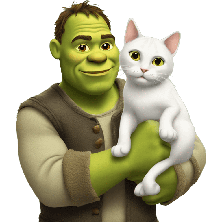 Shrek lifting a cat emoji