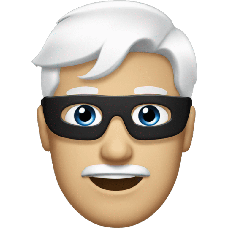 white haired guy, blue eyes, black blindfold emoji