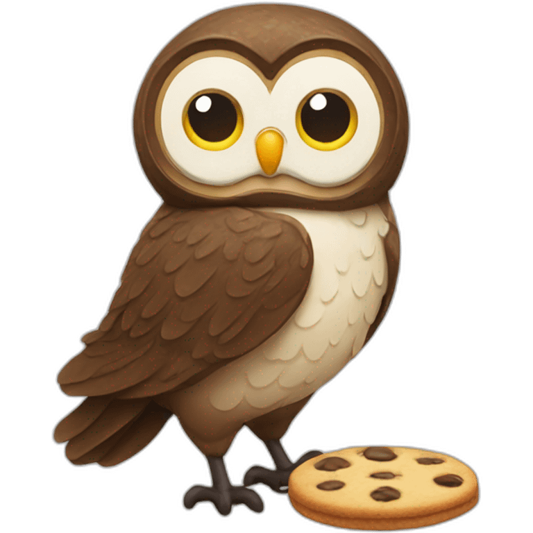 Owl eating cookie emoji