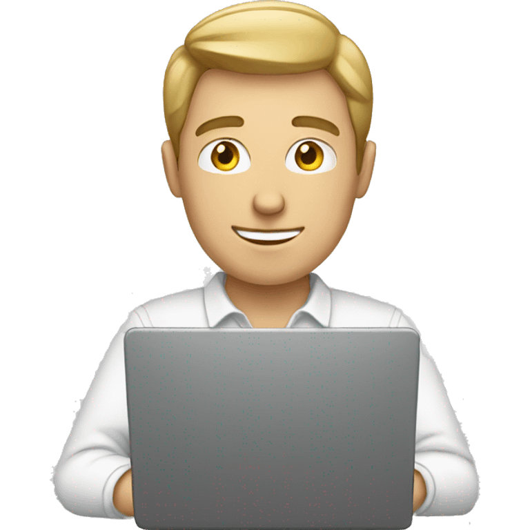 WHITE MALE WORKING ON HIS LAPTOP emoji