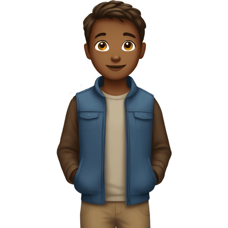 10 year old brown skinned brown haired boy emoji