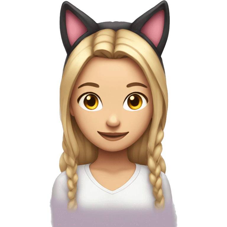 girl with cat ears and cat tail looking down smirking emoji