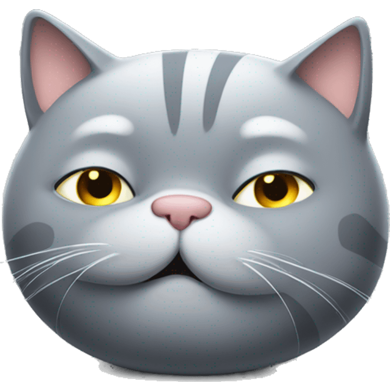 grey fat cat cleaning itself emoji