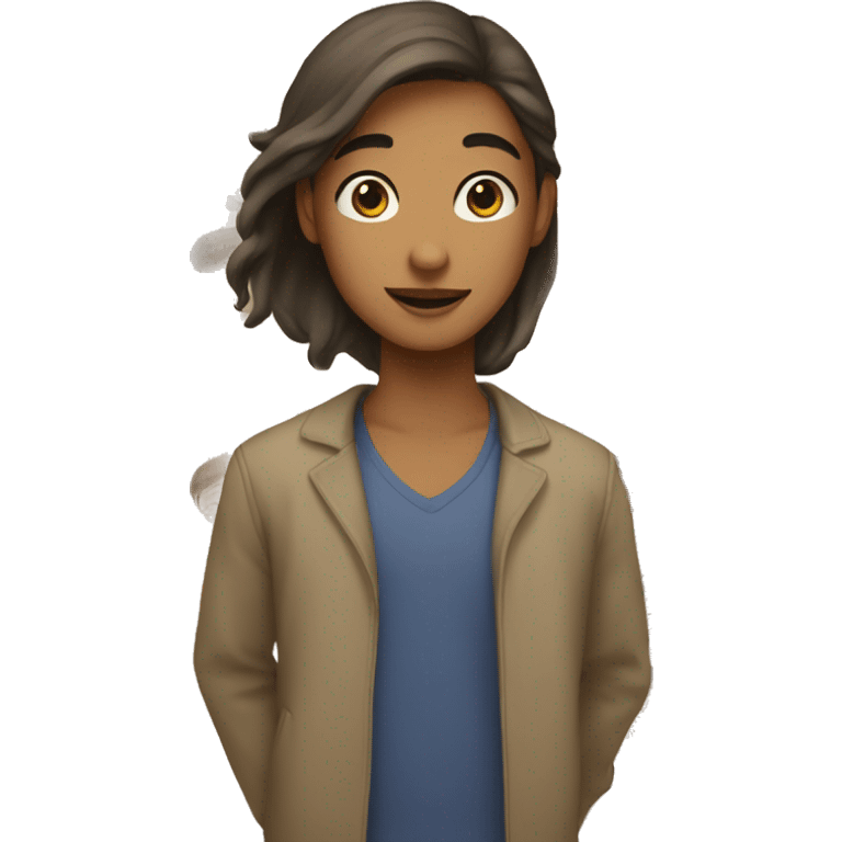 light brown girl with asian man emoji