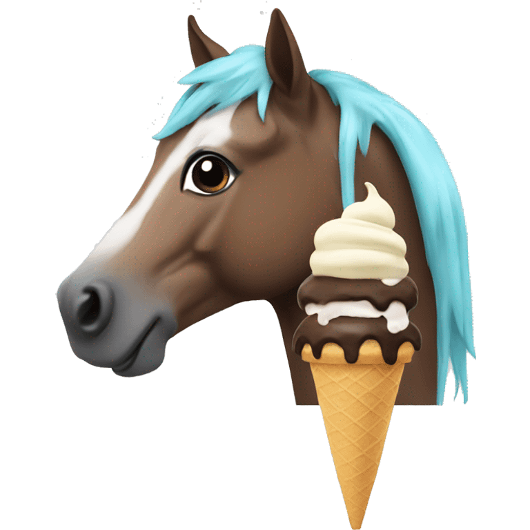 Horse with ice cream on its head emoji