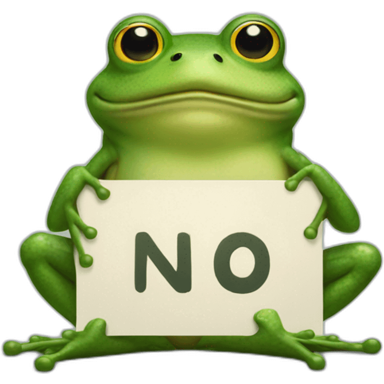 frog holding sign saying no emoji