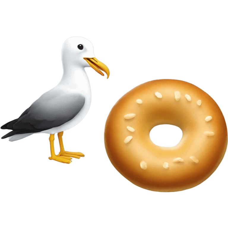 Seagul and bagel emoji