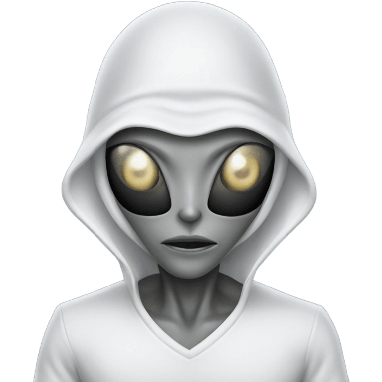 Gray alien in a white pirshe emoji