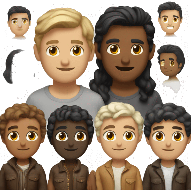 A gay couple one younger one older. The younger one has a caramel turkish skintone and black hair. The other is a little whiter italian with dark brown hair. He needs to look older emoji