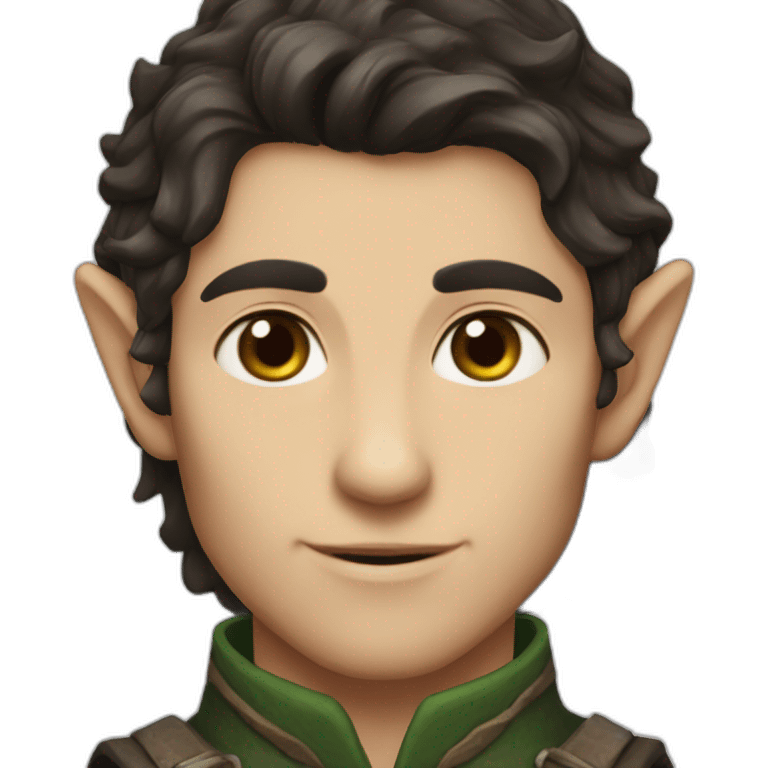 dark choppy hair introvert elf ranger attractive male emoji