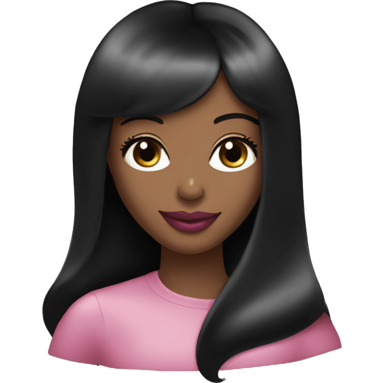 Naomi Campbell long black hair smiling pink lip  emoji