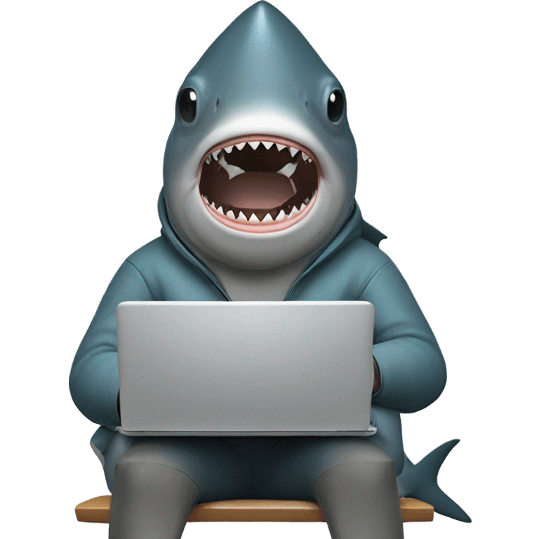 shark programmer on his laptop emoji