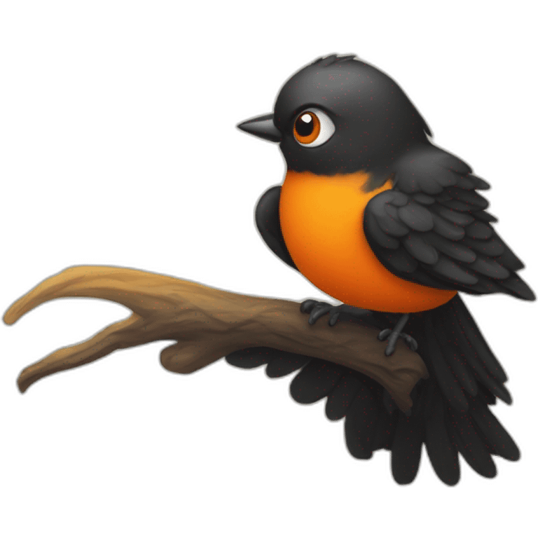 Gay anthropomorphic black and orange bird being problematic emoji