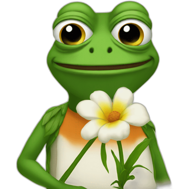 pepe meme with flower emoji