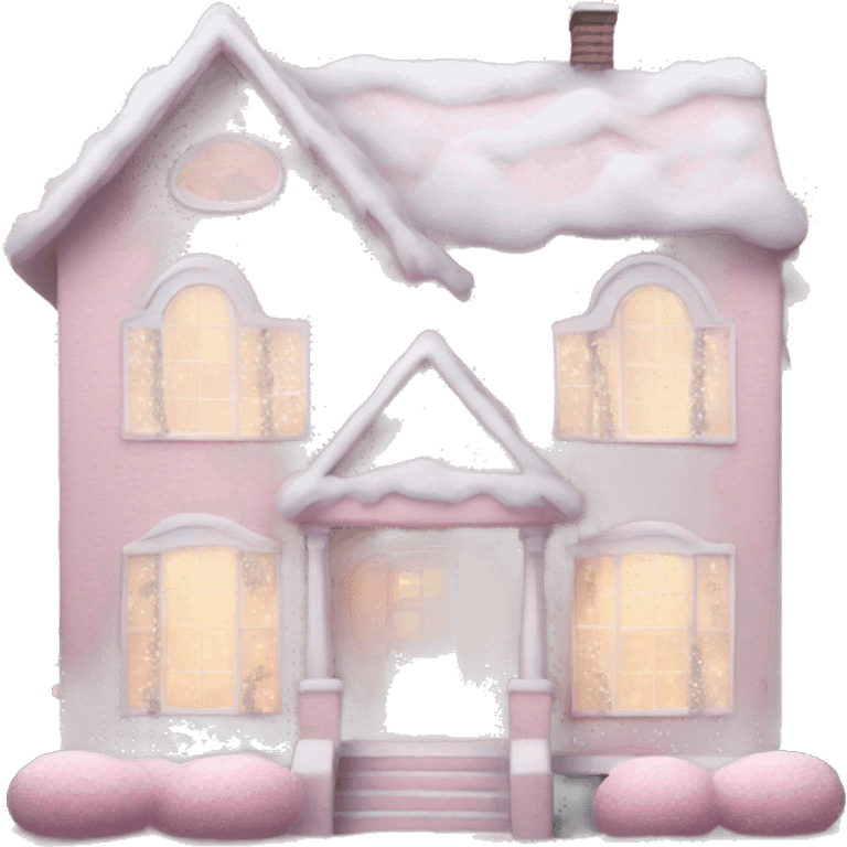 Pastel pink Christmas house realistic  emoji