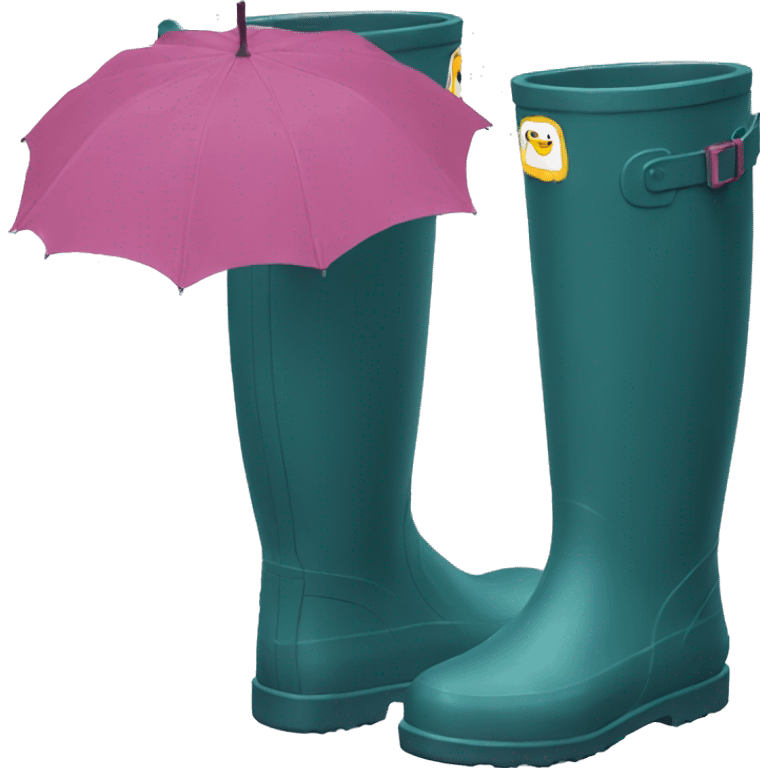 a pair of vinyl long rain boots emoji