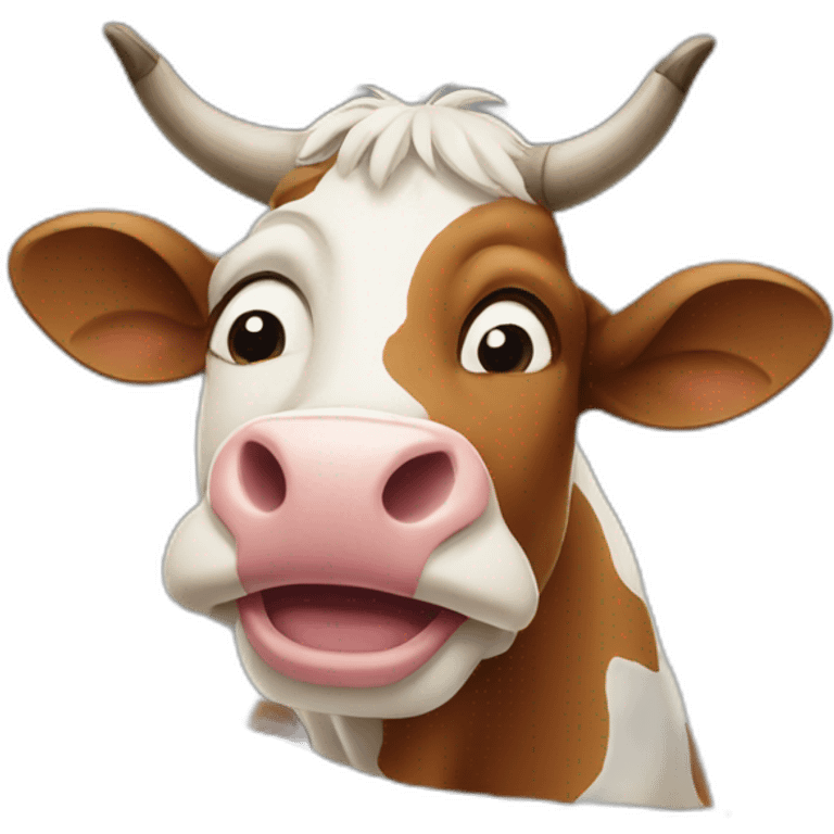 cow with a mouth full of pieces of paper emoji