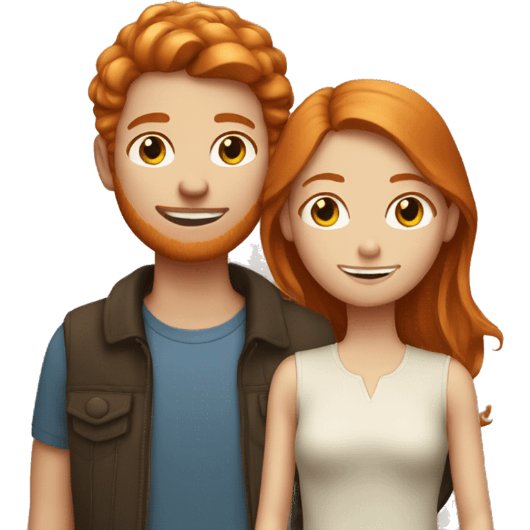 Ginger girl with a brown haired boy  emoji