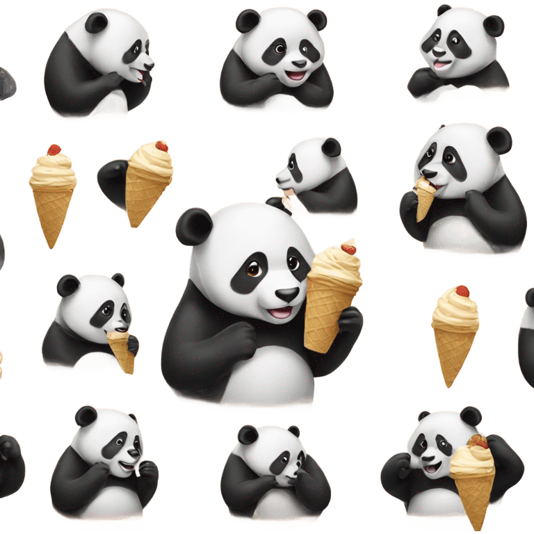 Panda eating ice cream emoji