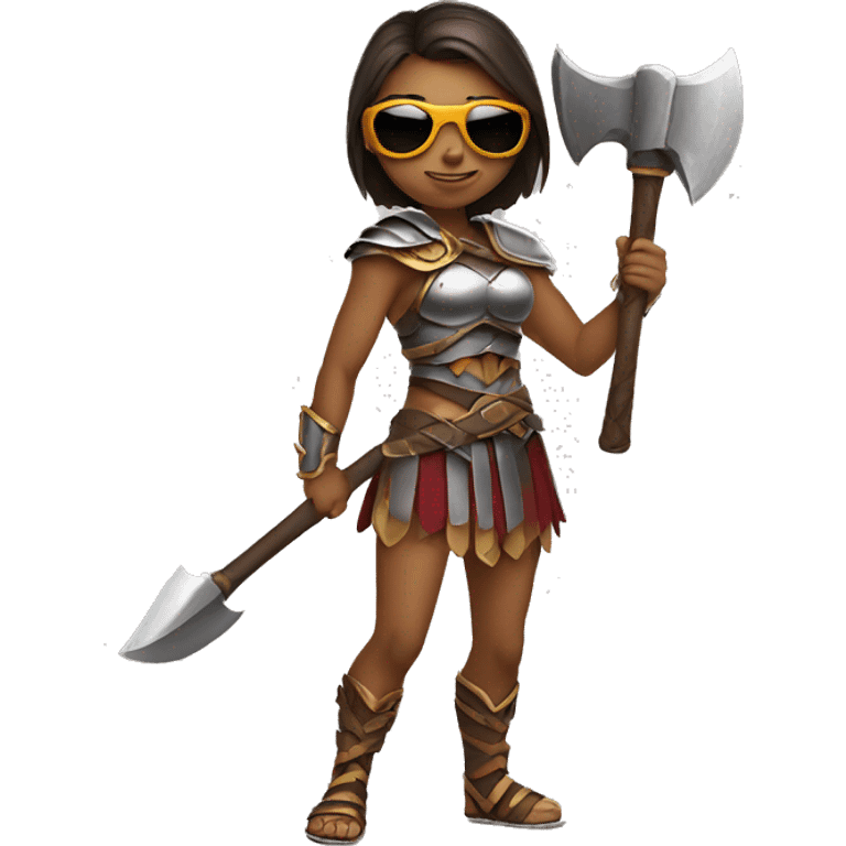 girl gladiator with sunglasses holding axe  emoji