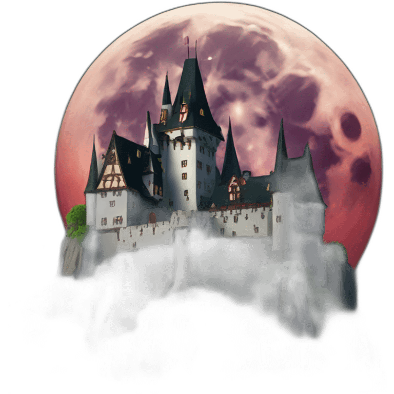 Dracula Castle over the moon emoji