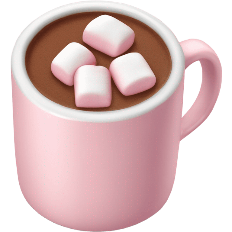 Light Pink mug of hot chocolate with marshmallows  emoji