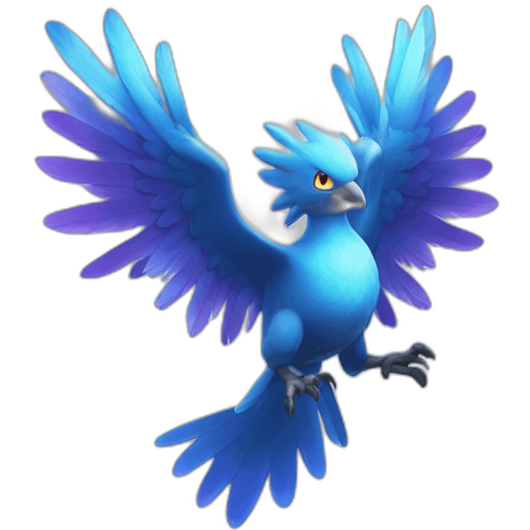 Blue Purple Shiny Galarian-Articuno Fire Head Big Eyeys 4k HD emoji