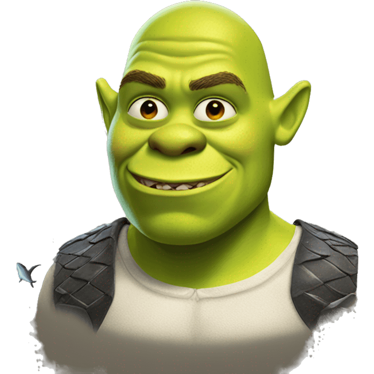 Shrek with a shark, bald, has shrek ears emoji