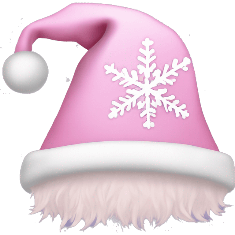 Light pink Santa hat with sparkly snowflakes  emoji