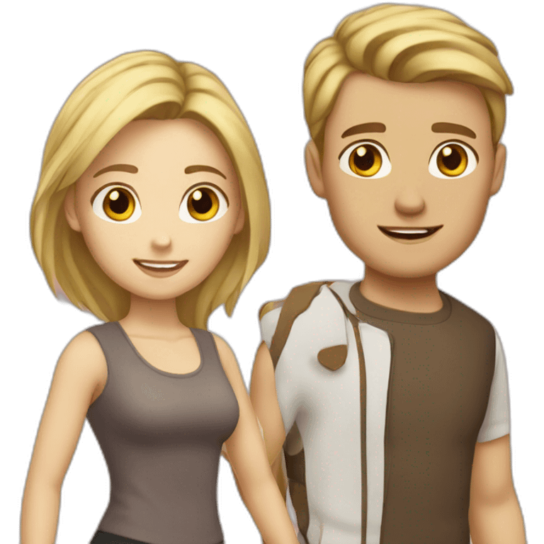 Blond girl and brown hair guy emoji