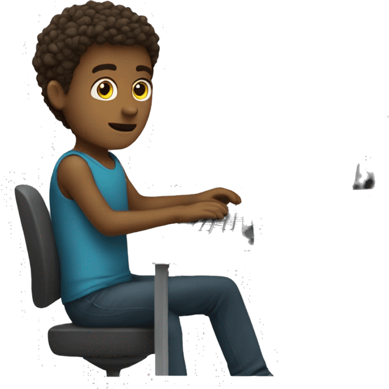 a white boy working at the computer full body emoji