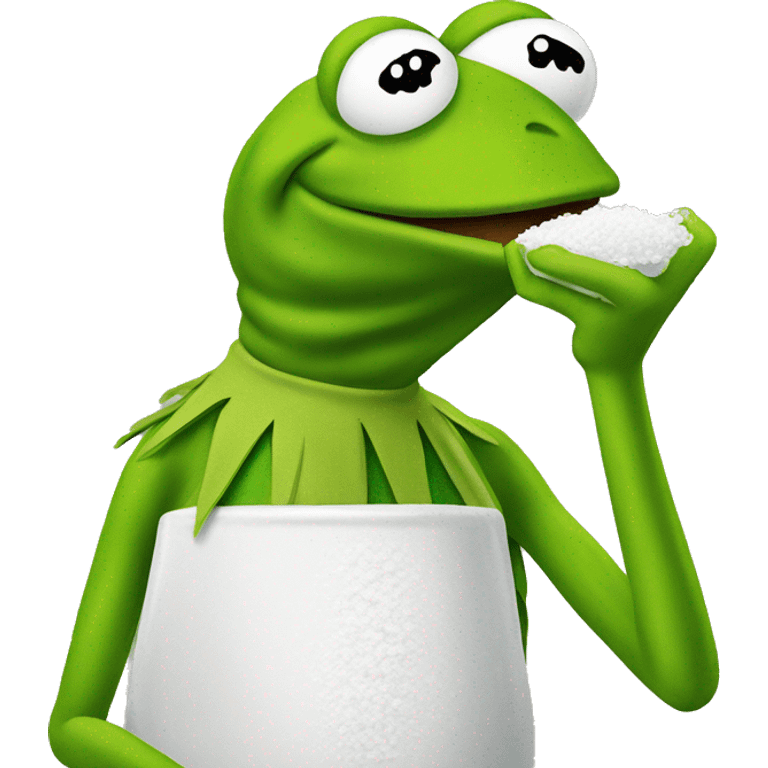 Kermit the frog sniffing salt emoji