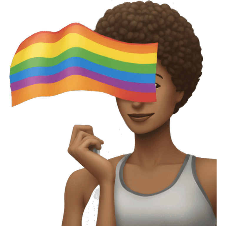 lesbian flag raised by a woman emoji