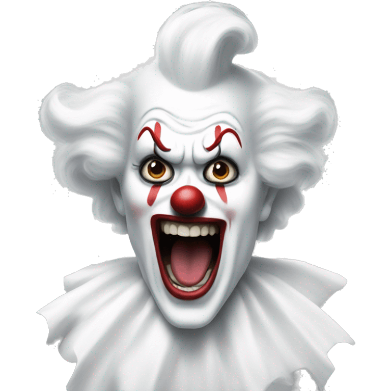 a screaming white clown with white make up emoji