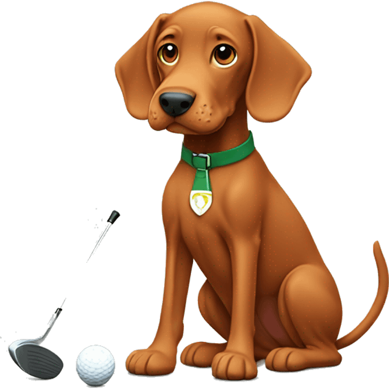 Vizsla playing golf emoji