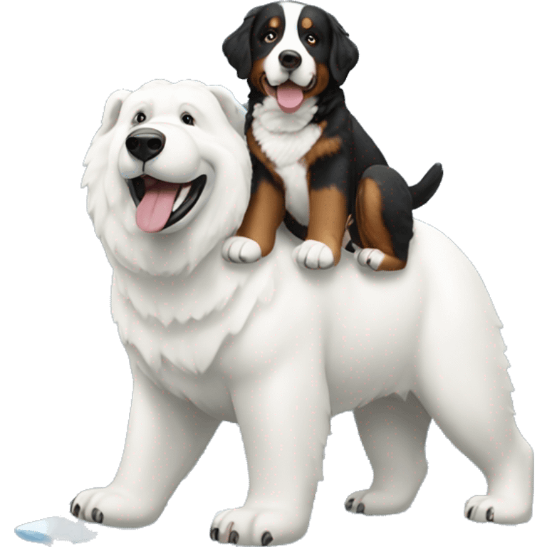 bernese mountain dog riding a polar bear  emoji