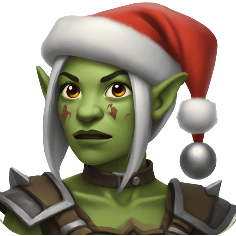 orc female warrior with santa hat emoji